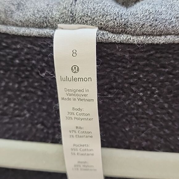 Lululemon Heathered Gray Scuba Full-Zip Hoodie sz 8 - Picture 8 of 9